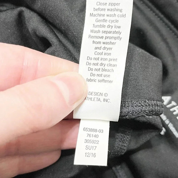 Athleta Black and White Cropped Leggings with Laser Cut Details Women's Small - Picture 7 of 7